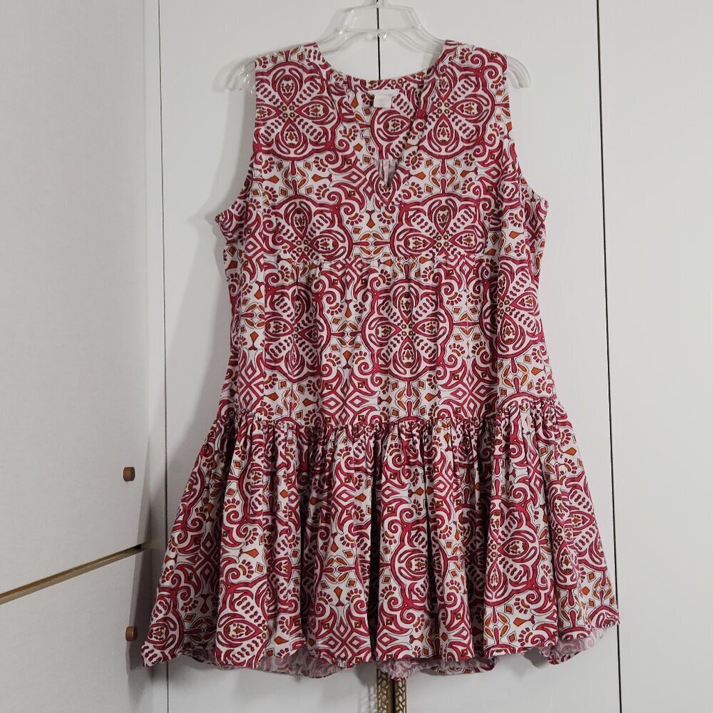 Cynthia Rowley 100% Cotton Dress Short Size XL Red/Orange Summer Comfort